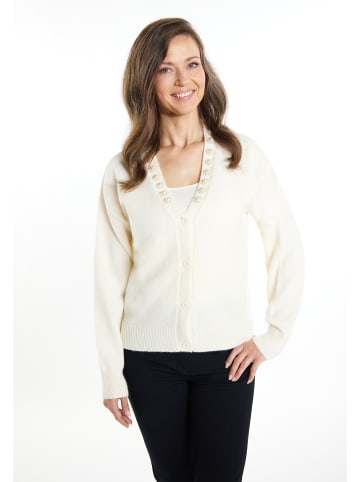 Usha Damen Cardigan Mit Perlen in Wollweiss