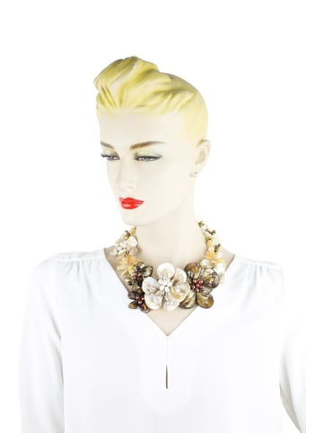 collezione alessandro Kurze Kette " Blumenstrauß " in beige