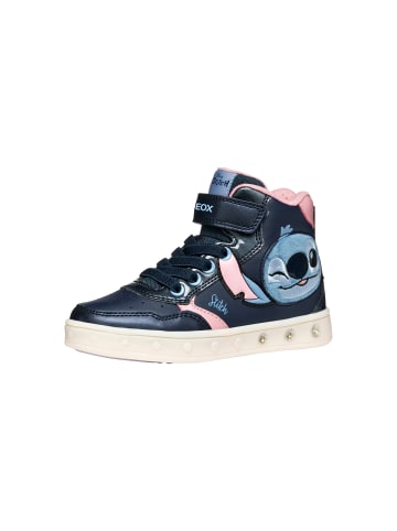 Geox Skylin Girl Synt.Lea+Pea Sneaker mit Klettverschluss für Kinder Blau