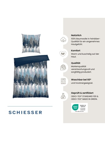 Schiesser Feinbiber-Bettwäsche-Set Smilla in Petrol