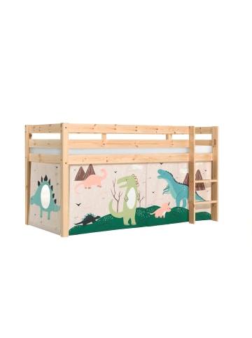 58 aufm Kessel KINDERBETT Karolina 210x114x106 Massivholz Natur Textilset Dino