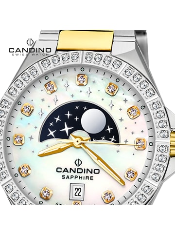 Candino Analog-Armbanduhr Candino Elegance silber, gold mittel (ca. 34mm)
