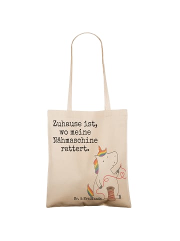 Mr. & Mrs. Panda Einkaufstasche Einhorn Näherin Design mit Spruch in Weiß