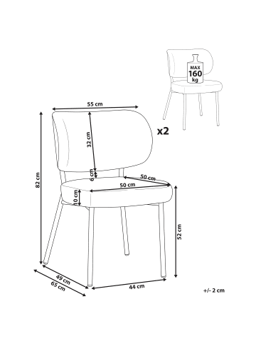 Beliani 2er-Set Esszimmerstuhl WONDER in Braun/Schwarz