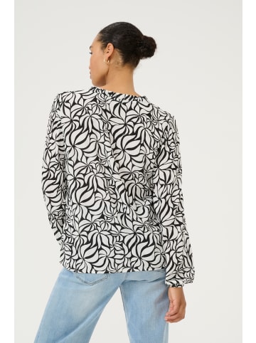 Kaffe Langarm-Bluse KAellen in Black/White Leaf Print
