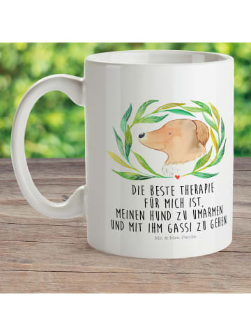 Mr. & Mrs. Panda Kindertasse Hund Blumen mit Spruch in Weiß