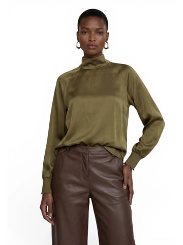 Zero  Satin-Bluse mit Kragen in Fir Green