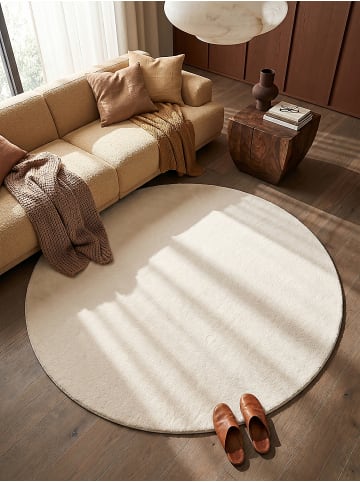 KADIMA DESIGN Rundteppich Uni Antirutsch pflegeleicht Wohnzimmer Schlafzimmer in Creme