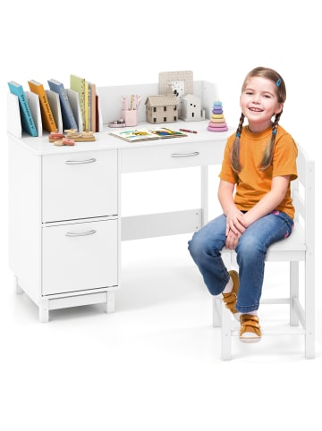 COSTWAY Schreibtisch mit Stuhl in Weiß