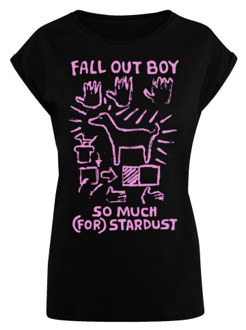 F4NT4STIC Extended Shoulder T-Shirt Fall Out Boy Pink Dog So Much Stardust in schwarz