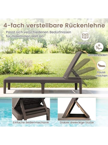 COSTWAY Sonnenliege mit Verstellbarer Rückenlehne in Braun