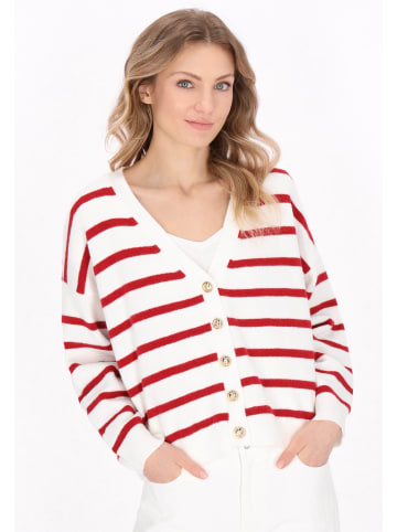 DreiMaster Women Cardigan in offwhite red stripe