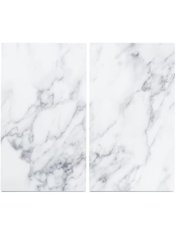 Zeller MARBLE WEIß Glasplatte für Herd — 2 Stück in Weiß, (B) 30 x (L) 52 cm