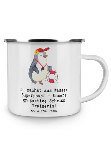 Mr. & Mrs. Panda Becher Superpower Schwimmen Trainerin mit Spruch in Weiß