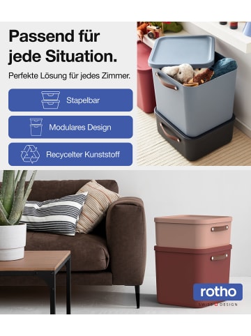 Rotho 2er-Set Kiste mit Deckel Maloja 25l in Iron rot