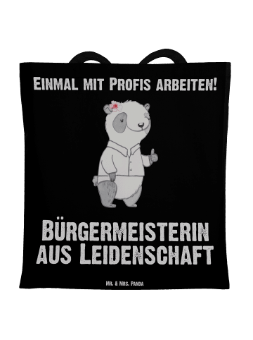 Mr. & Mrs. Panda Shopper Bürgermeisterin Leidenschaft mit Spruch in Schwarz