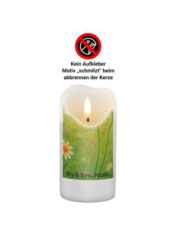Mr. & Mrs. Panda Kerze Blume Mohnblume Design ohne Spruch in Weiß