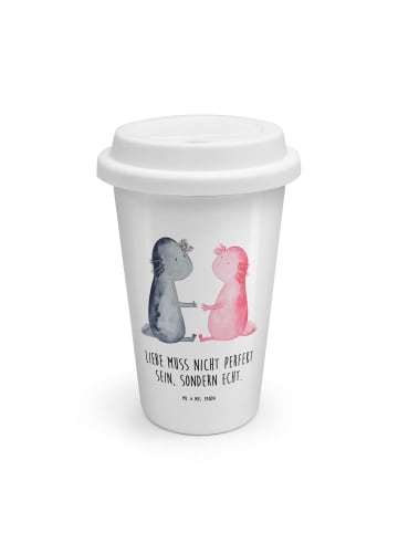 Mr. & Mrs. Panda To Go Becher Axolotl Liebe mit Spruch in Weiß