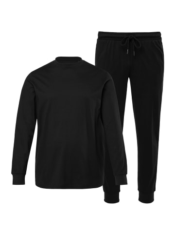 Men Plus Langer Schlafanzug in schwarz