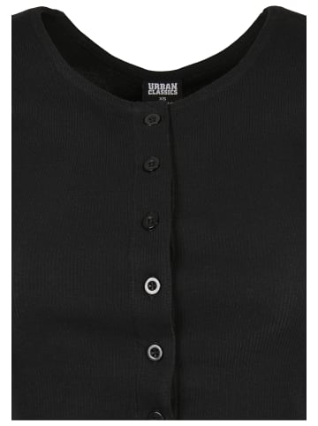 Urban Classics Urban Classics Damen Ladies Cropped Button Up Rib Tee in black