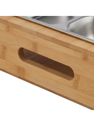 relaxdays Couchbar in Natur/ Silber - (B)36,5 x (H)8 x (T)25 cm