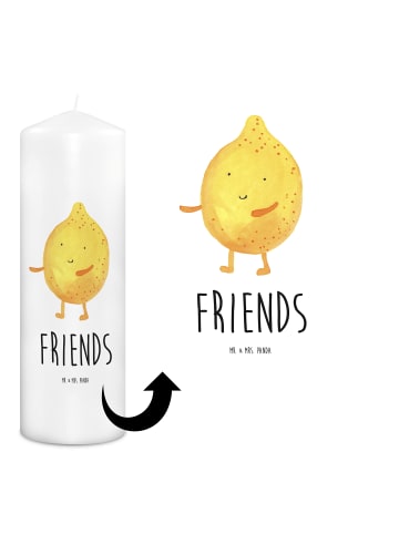 Mr. & Mrs. Panda Weihnachtskerze Beste Freunde Zitrone mit Spruch in Weiß