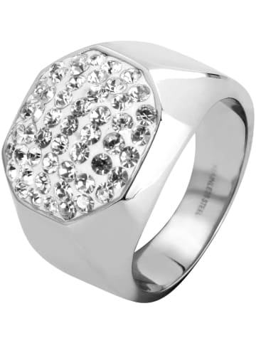 Adeliás Damen Ring aus Edelstahl mit Strass Steinchen in silber