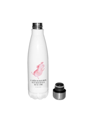 Mr. & Mrs. Panda Thermosflasche Axolotl Tanzen mit Spruch in Weiß