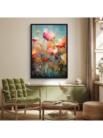 MuchoWow Poster mit Leiste Bunte Blumen