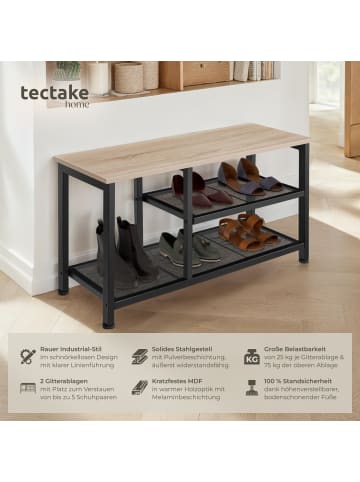 tectake Schuhregal Taunton 80 x 30 x 45,5 cm, Industrial Holz hell, Eiche Sonoma