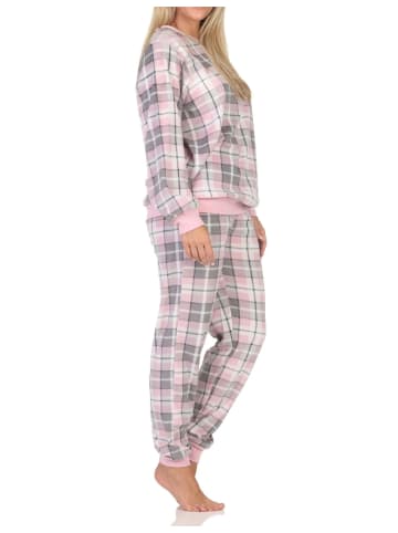 NORMANN Fleece Schlafanzug langarm Bündchen chilige optik - 88290 in rosa