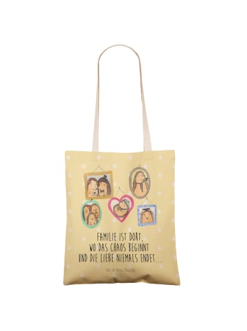 Mr. & Mrs. Panda Tote Bag Igel Familie mit Spruch in Gelb Pastell