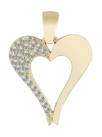 Adeliás Damen Anhänger – Herz Herzanhänger aus 333 Gold mit Zirkonia in gold