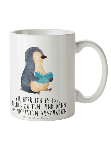 Mr. & Mrs. Panda Teetasse Pinguin Buch mit Spruch in Weiß