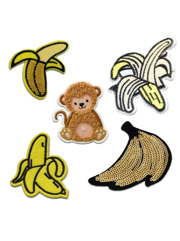 Catch the Patch Bananen Set 5 Stück Frucht ObstApplikation Bügelbild inGelb