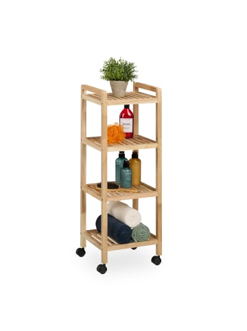 relaxdays Badregal in Natur - (B)35 x (H)97 x (T)31 cm