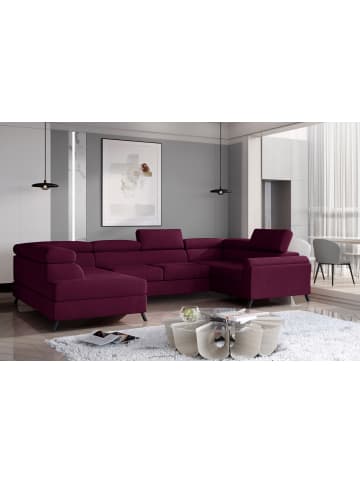 MF Design Esco Recamiere Links in Weinrot -  (L) 200 x (B) 336 x (H) 92 cm
