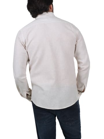 INDICODE Langarmhemd IDLuan 20-236 Langarmhemd aus Leinenmix in Beige