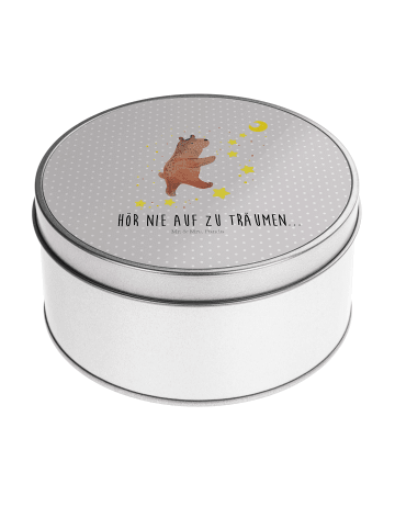 Mr. & Mrs. Panda Blechdose rund Bär Träume mit Spruch in Grau Pastell