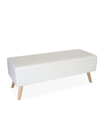relaxdays Sitzbank in Weiß - (B)110 x (H)40 x (T)40 cm