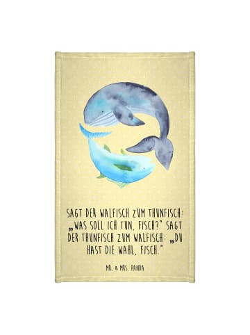 Mr. & Mrs. Panda Handtuch Walfisch Thunfisch mit Spruch in Gelb Pastell
