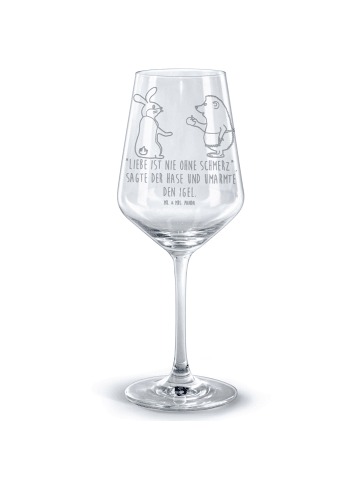 Mr. & Mrs. Panda Rotwein Glas Hase Igel mit Spruch in Transparent