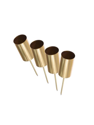 MARELIDA 4er Set Kerzenpick Stabkerzenhalter für Adventskranz Gesteck in gold