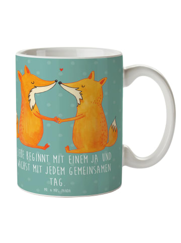 Mr. & Mrs. Panda Tasse Hochzeit Liebe mit Spruch in Meeresbrise