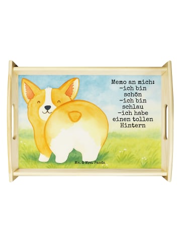 Mr. & Mrs. Panda Serviertablett Corgi Po Design mit Spruch in Weiß