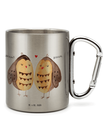 Mr. & Mrs. Panda Trinkbecher Edelstahl Eulen Liebe ohne Spruch in Silber
