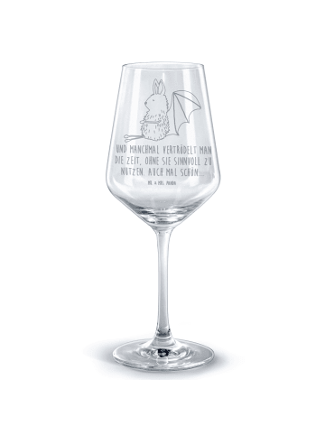 Mr. & Mrs. Panda Rotwein Glas Fledermaus Sitzen mit Spruch in Transparent
