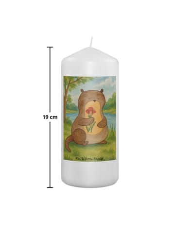 Mr. & Mrs. Panda Kerze Otter Blumenstrauß Design ohne Spruch in Weiß