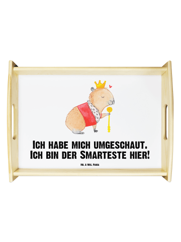 Mr. & Mrs. Panda Servierplatte Capybara König mit Spruch in Weiß