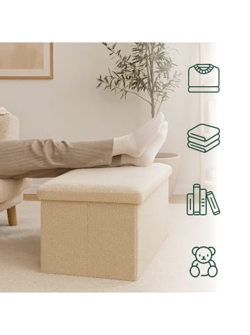 relaxdays Sitzbank in Beige - (B)76 x (H)38 x (T)38 cm